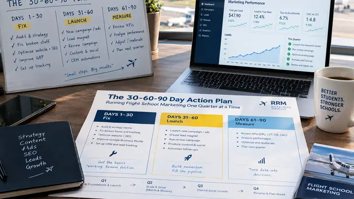 The 30-60-90 Day Action Plan for Flight School Marketing