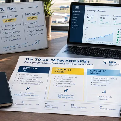 The 30-60-90 Day Action Plan for Flight School Marketing