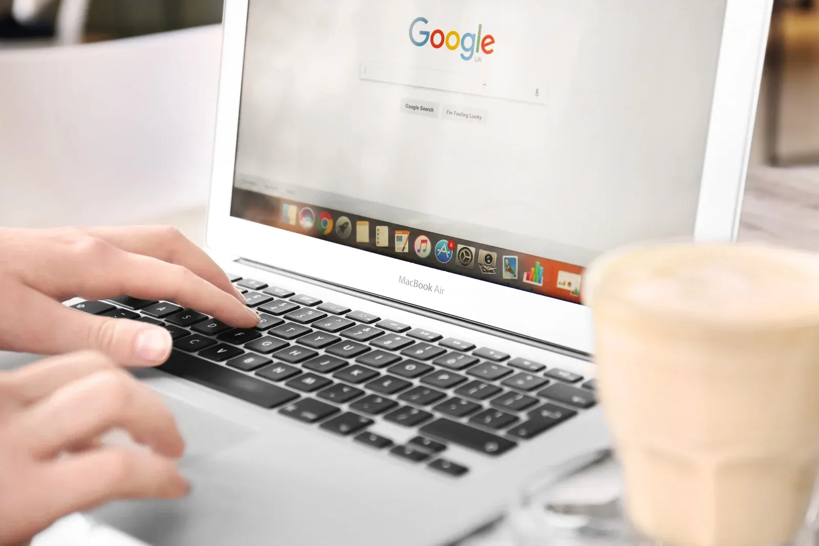 Google search results on a laptop for flight school queries