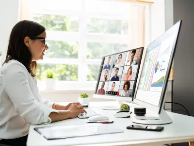 Monthly marketing review with analytics and growth charts