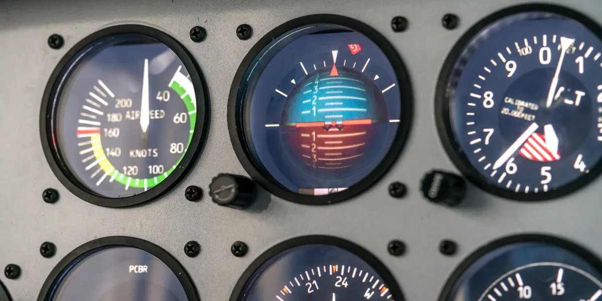 Classic six-pack flight instrument panel configuration