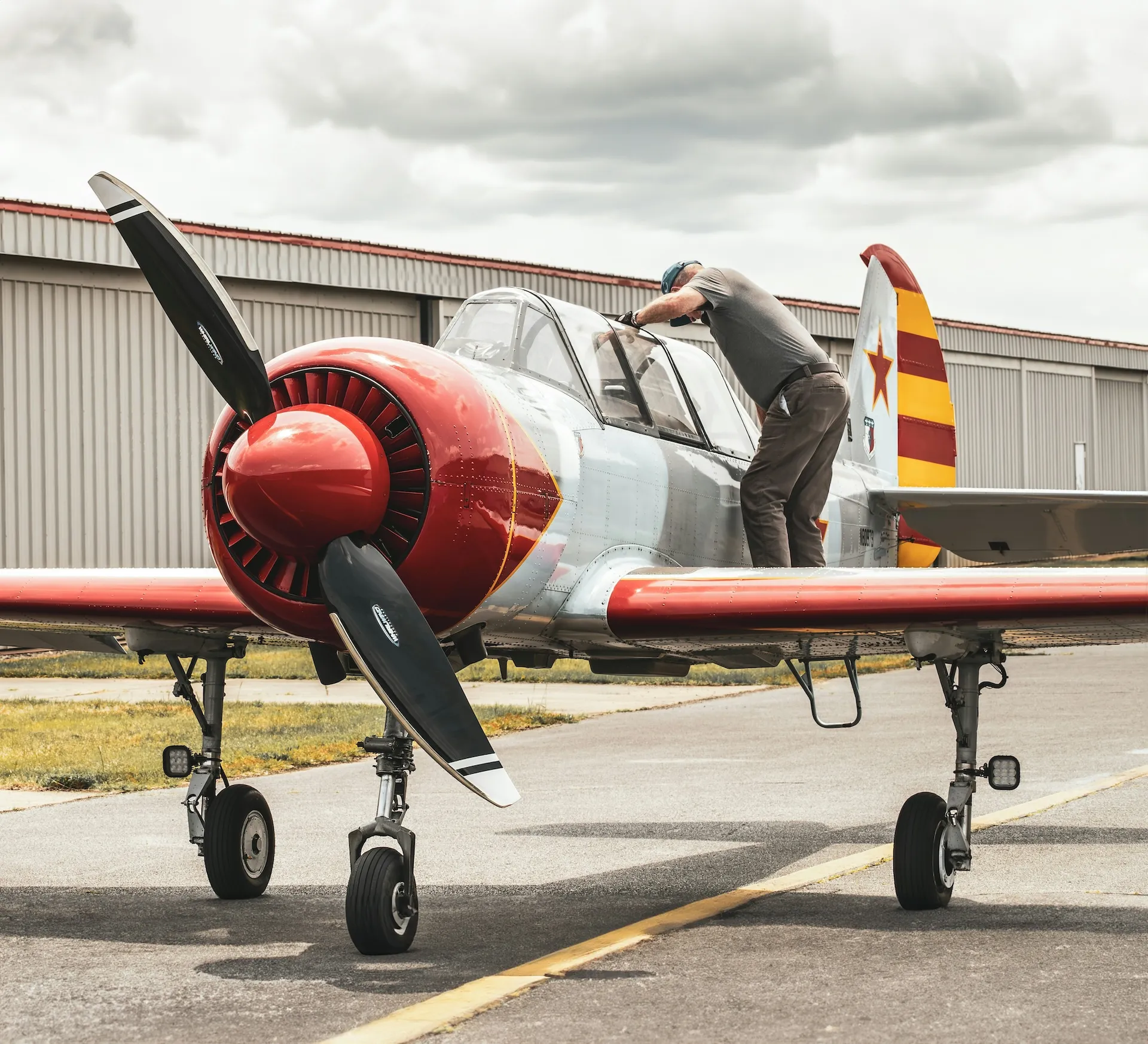 Right Rudder Marketing team member flying a plane