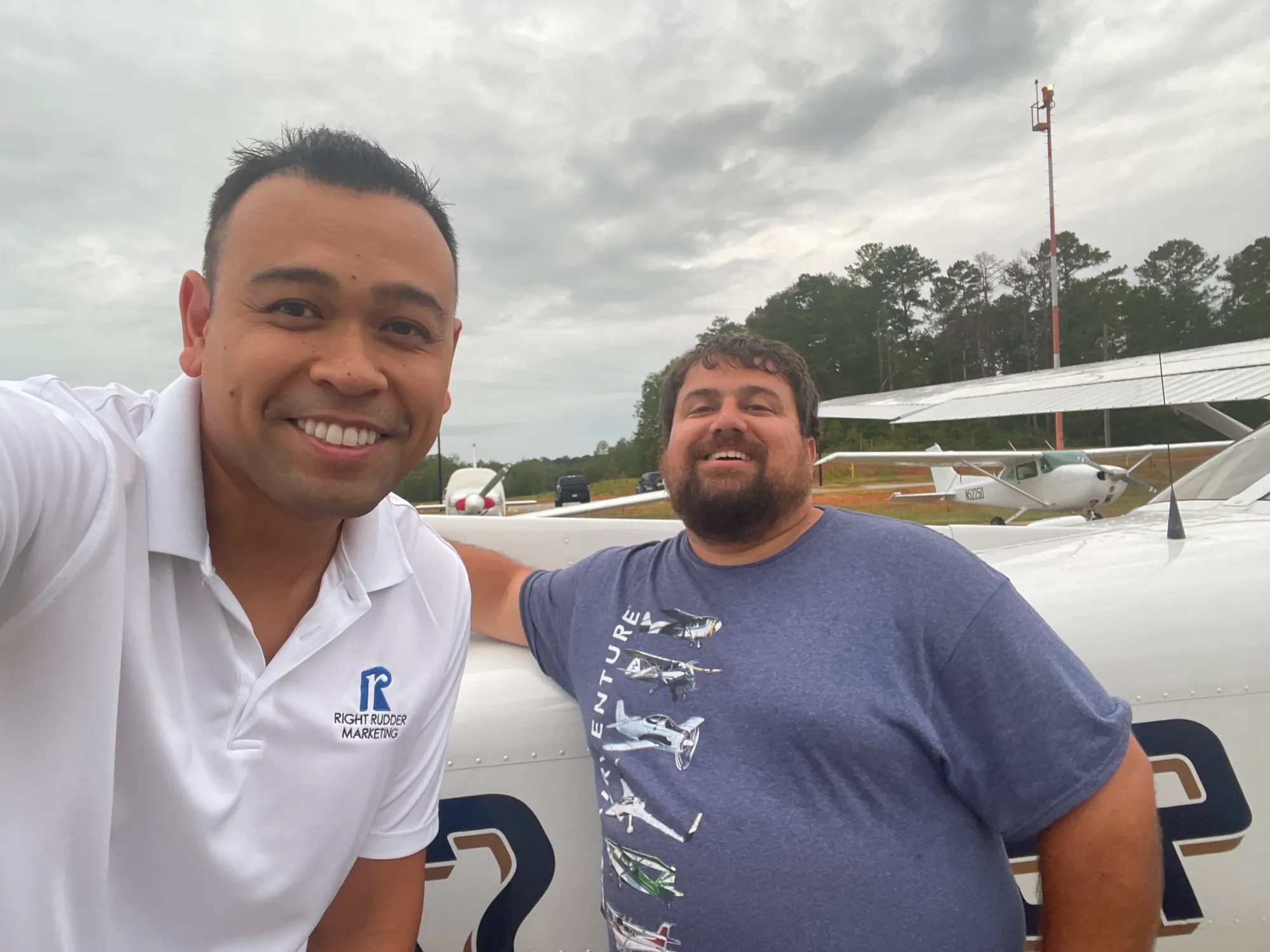 Blue Skies Above owner, Matthew, with Tim from Right Rudder Marketing