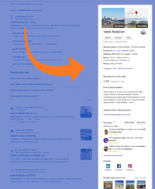 Example of a Google Business Page
