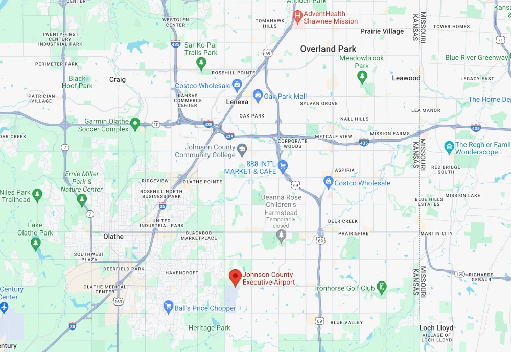 Map Around KOJC Johnson County Airport