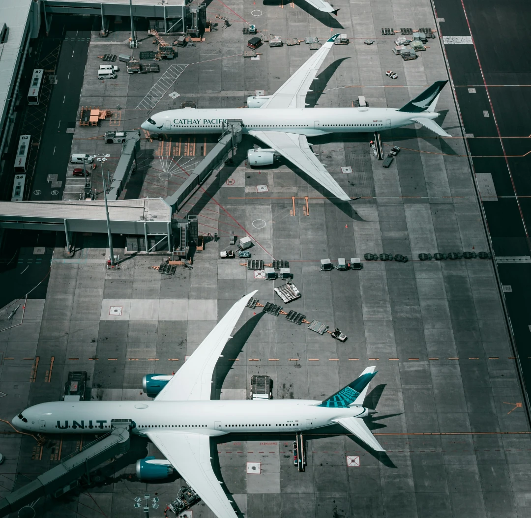 Picture of an airport terminal from the sky
