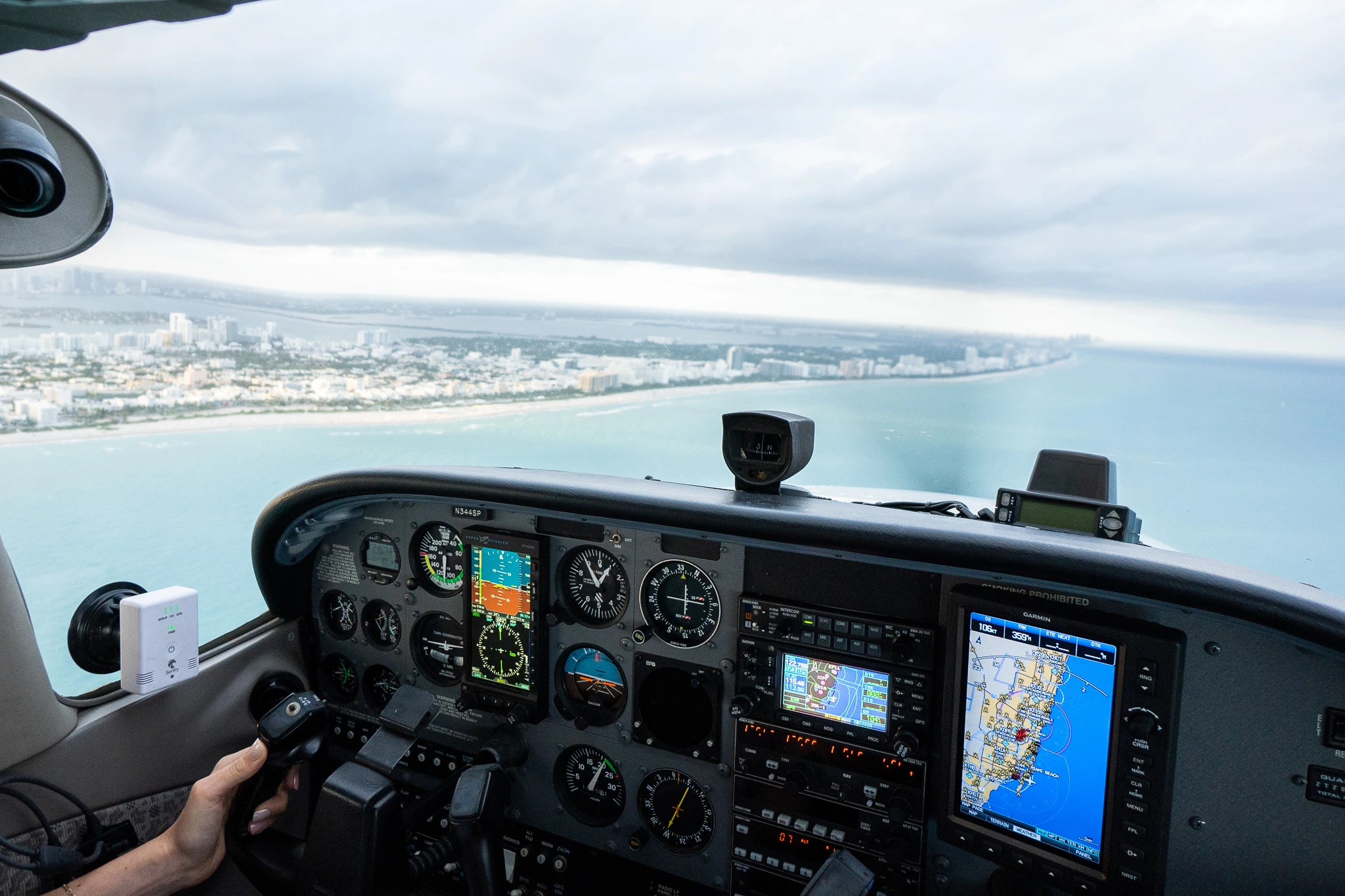 A view of the instrument panel from a Sun City aircraft