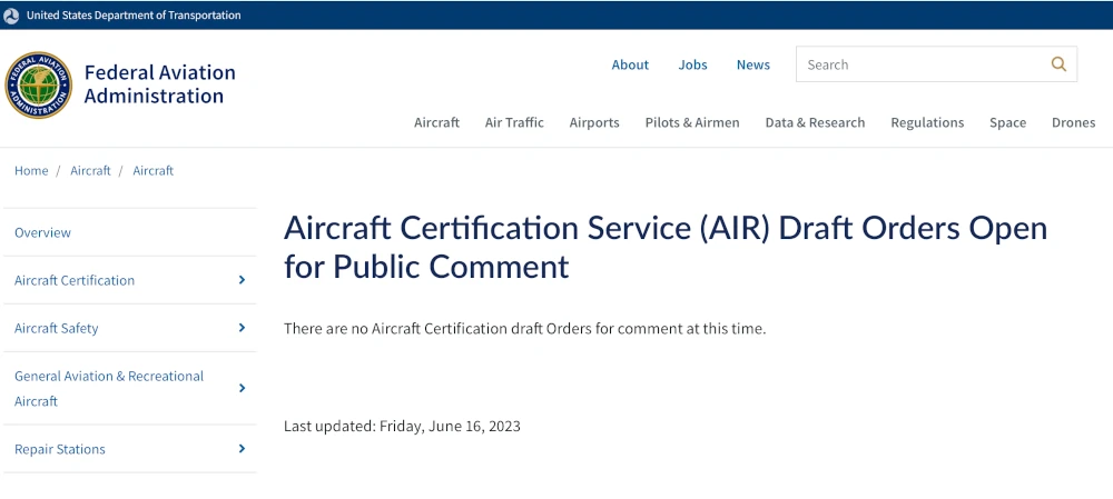 FAA NPRM Comments Closed 