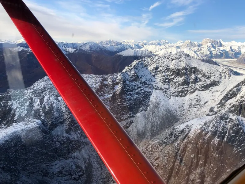 discovery flight over mountains in Alaska